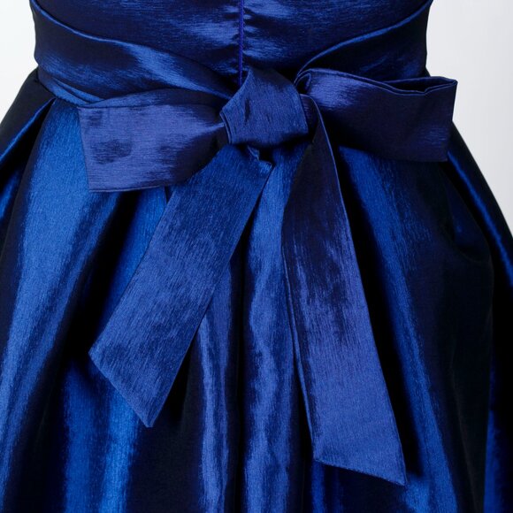 Blue shiny dress with ribbon in back  size 0 - Picture 4 of 5